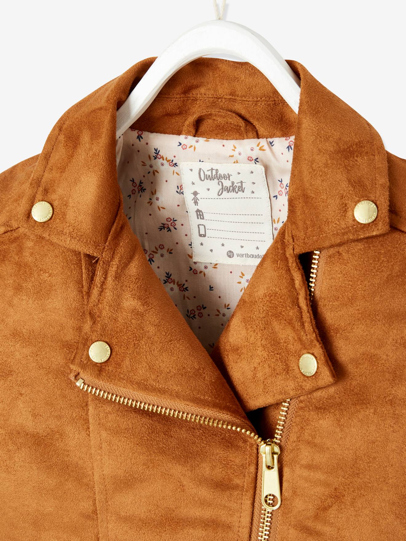 Vertbaudet Mädchen Bikerjacke, Velours - braun