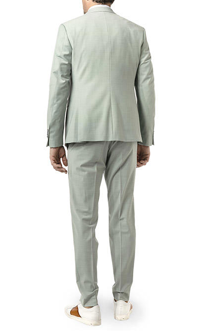 CINQUE, Anzug Cimonopoli mit Weste, Super Slim Fit, Schurwoll-Stretch, salbei meliert