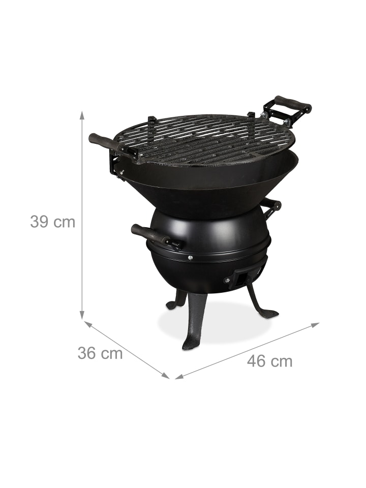 relaxdays Grillfass in Schwarz - Ø 35 cm günstig kaufen onesize