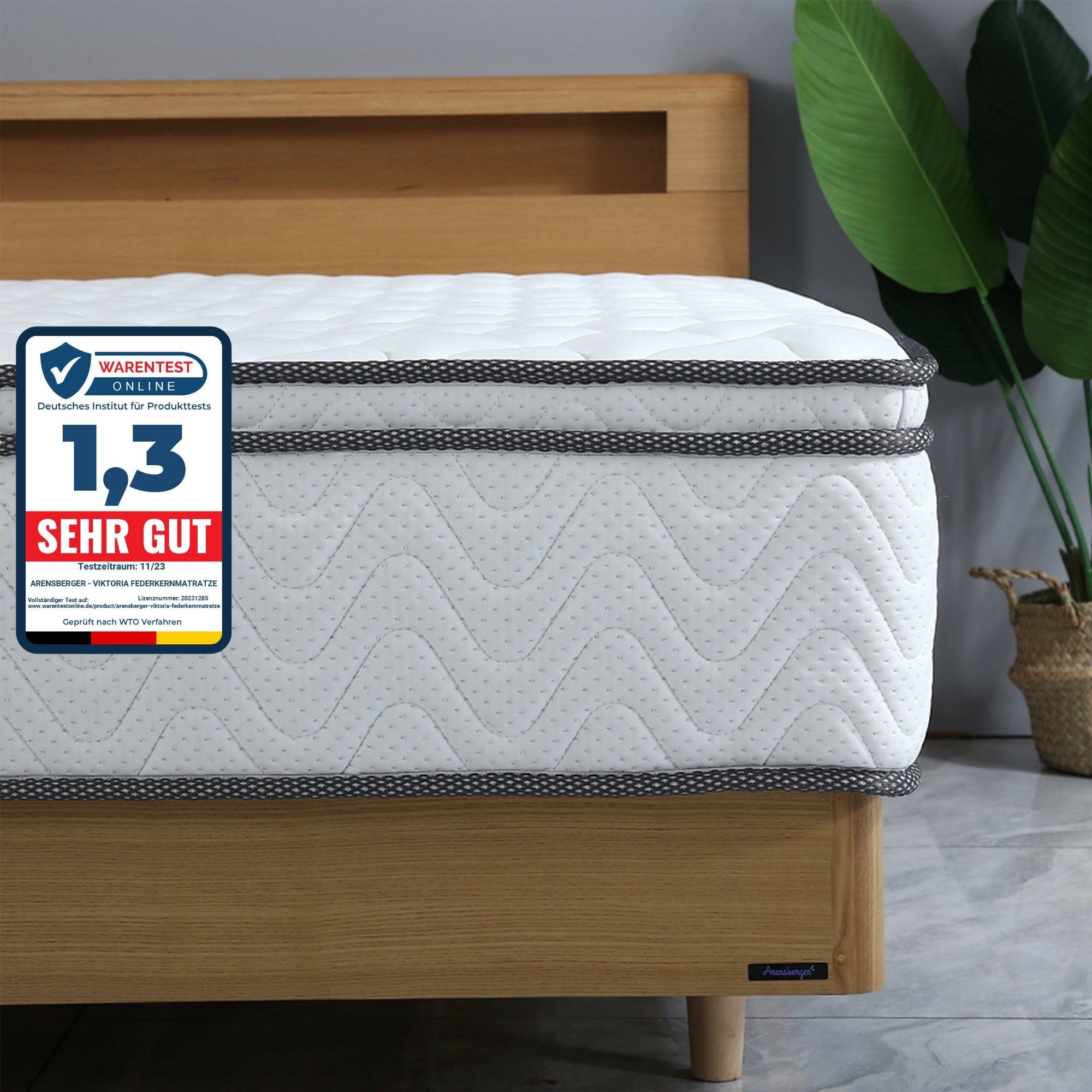 Taschenfederkernmatratze Arensberger Taschen Federkernmatratze mit integriertem Topper VIKTORIA, Arensberger, 25 cm hoch, (90 x 200cm), Höhe 25cm, Taschenfederkernmatratze mit Kaltschaum