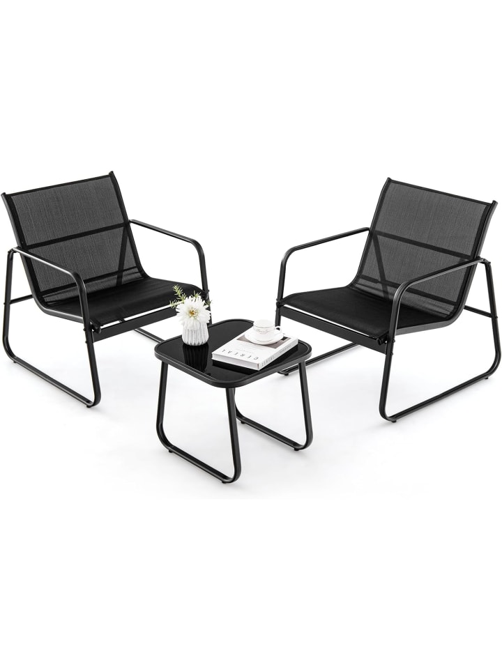 COSTWAY 3-tlg. Gartenmöbel Set in Schwarz günstig kaufen onesize