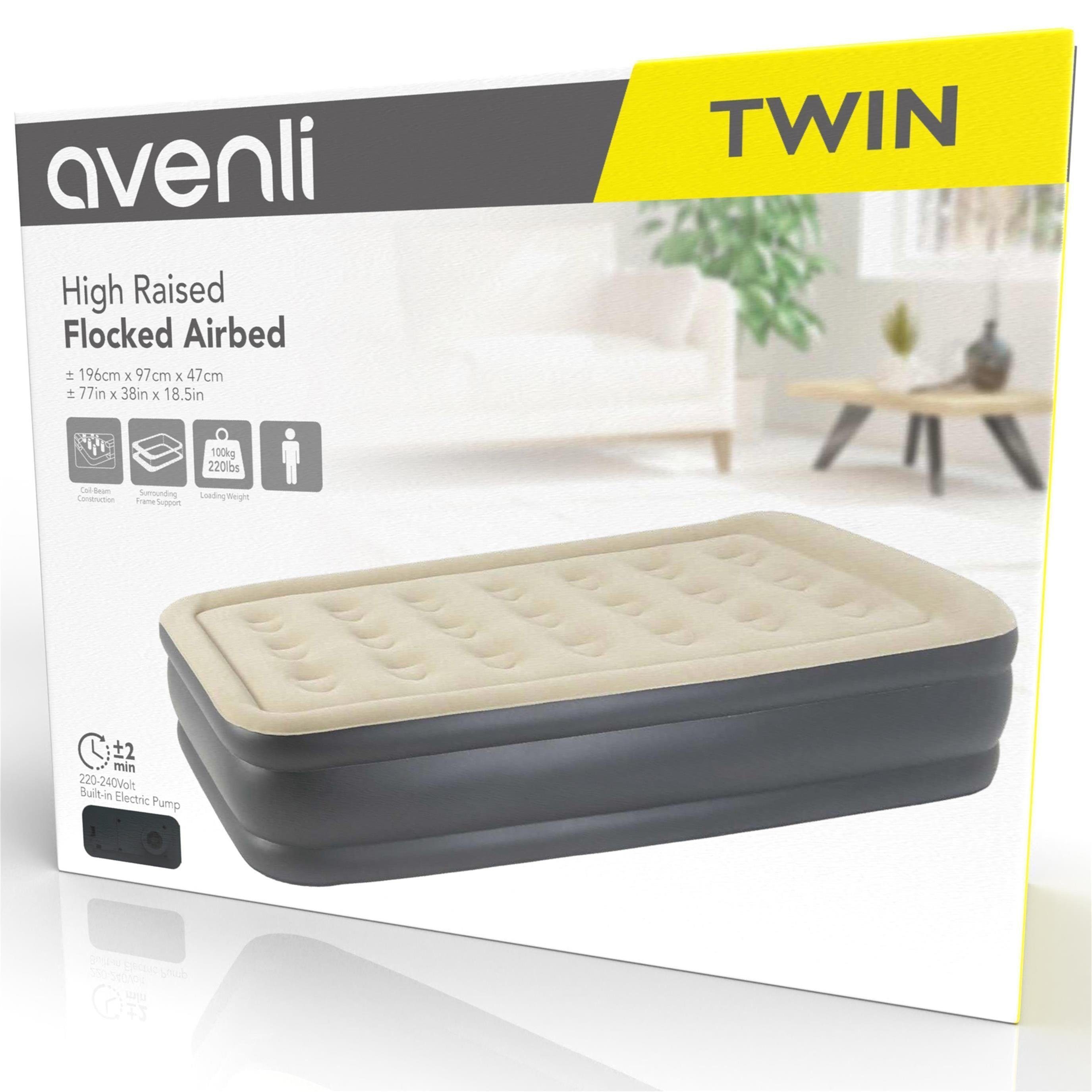 Avenli Luftbett mit integrierter Elektropumpe 196x97x47 cm, (Luftmatratze für 1 Person), Gästebett mit integrierter Pumpe