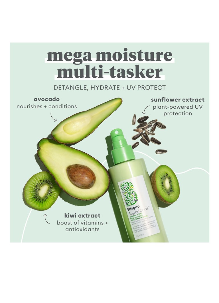 Briogeo Superfoods™ Mega Spray Hidratant 3 în 1 Avocado + Kiwi - Fixativ fără clătire
