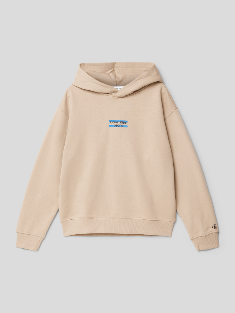Hoodie mit Label-Details in sand