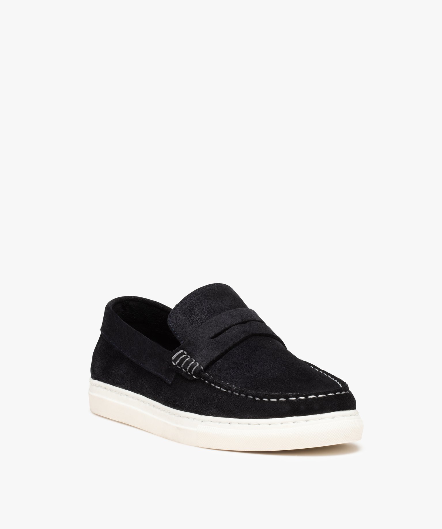 Mocassins homme dessus cuir retourné uni – Tanéo marine | GEMO