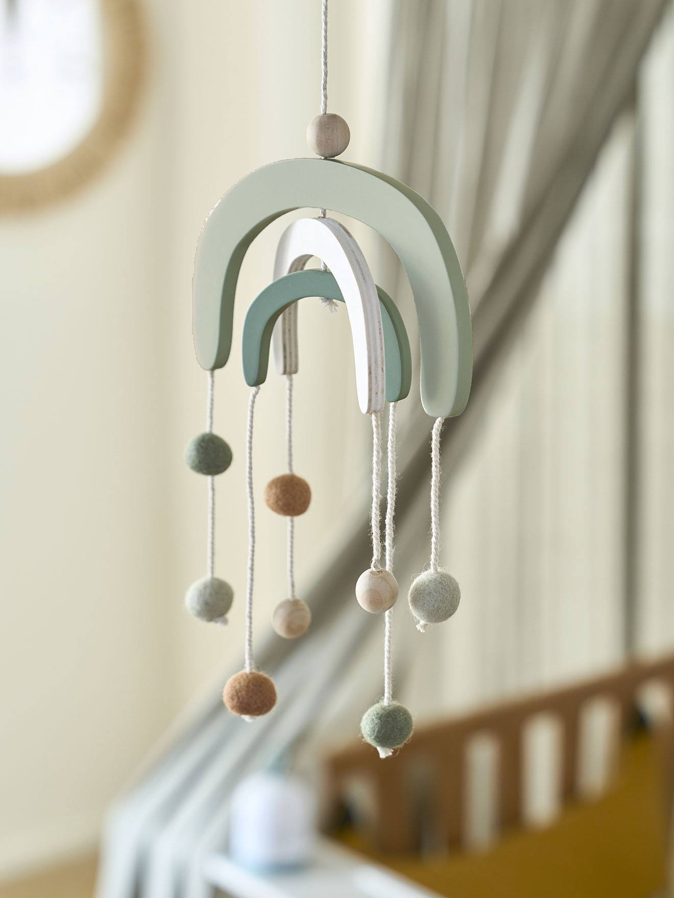 Vertbaudet Kinderzimmer Wanddekoration REGENBOGEN aus Holz - aqua