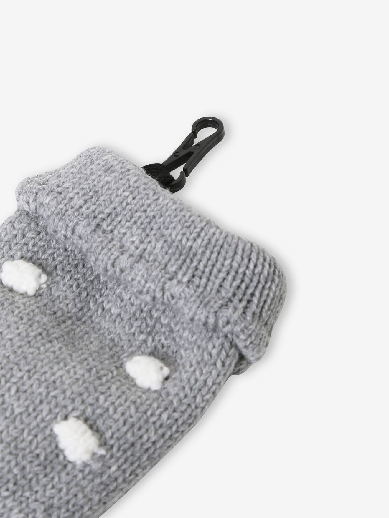 Vertbaudet Mädchen Baby-Set: Mütze, Rundschal & Fäustlinge, Tupfen - grau meliert