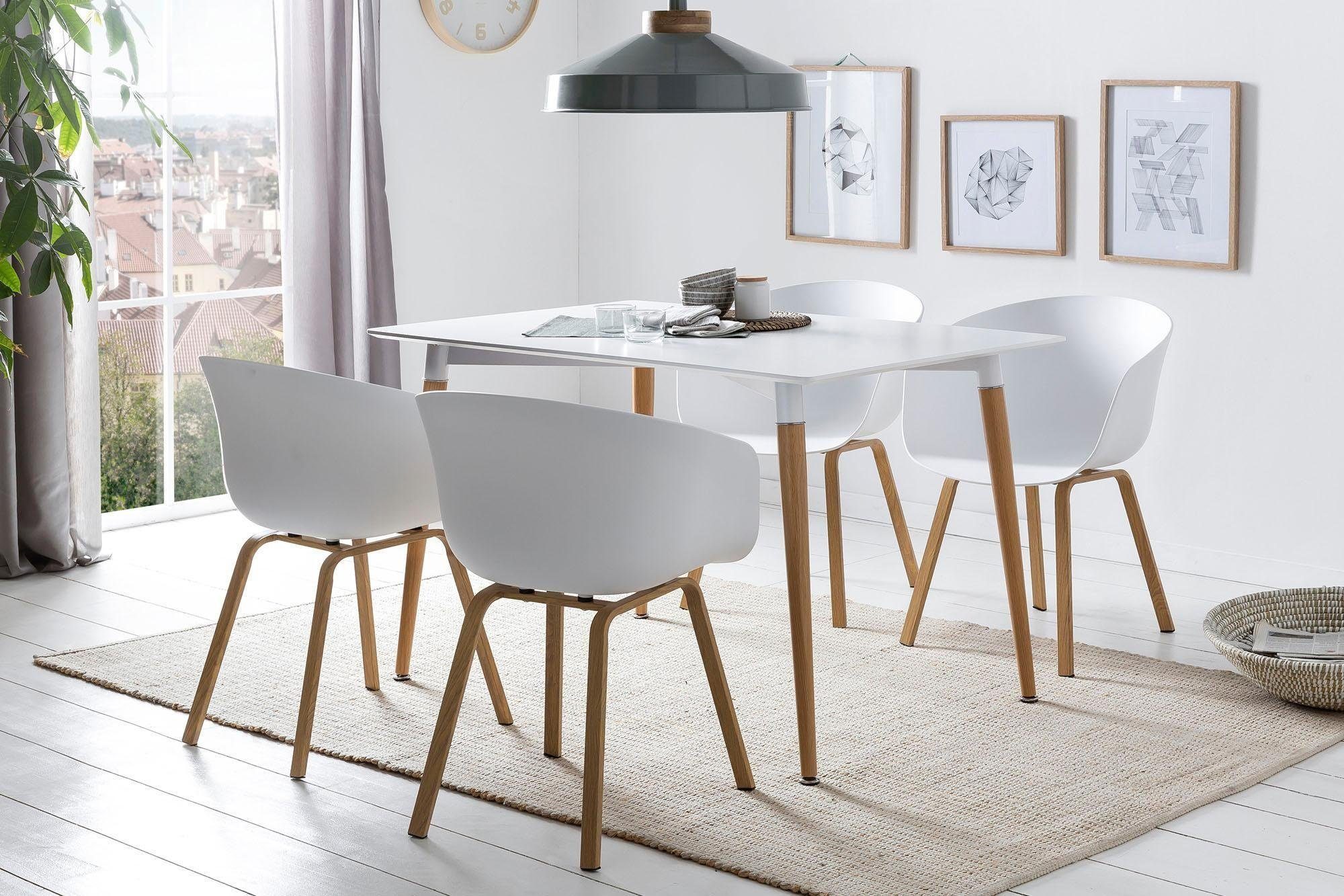 SalesFever Schalenstuhl (Set, 2 St), Metallbeine in Holzoptik
