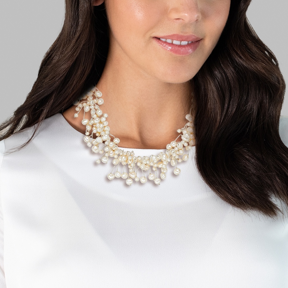 Valero Pearls Collier de perles Perle de culture d'eau douce Perle de culture d'eau douce en Bl collier