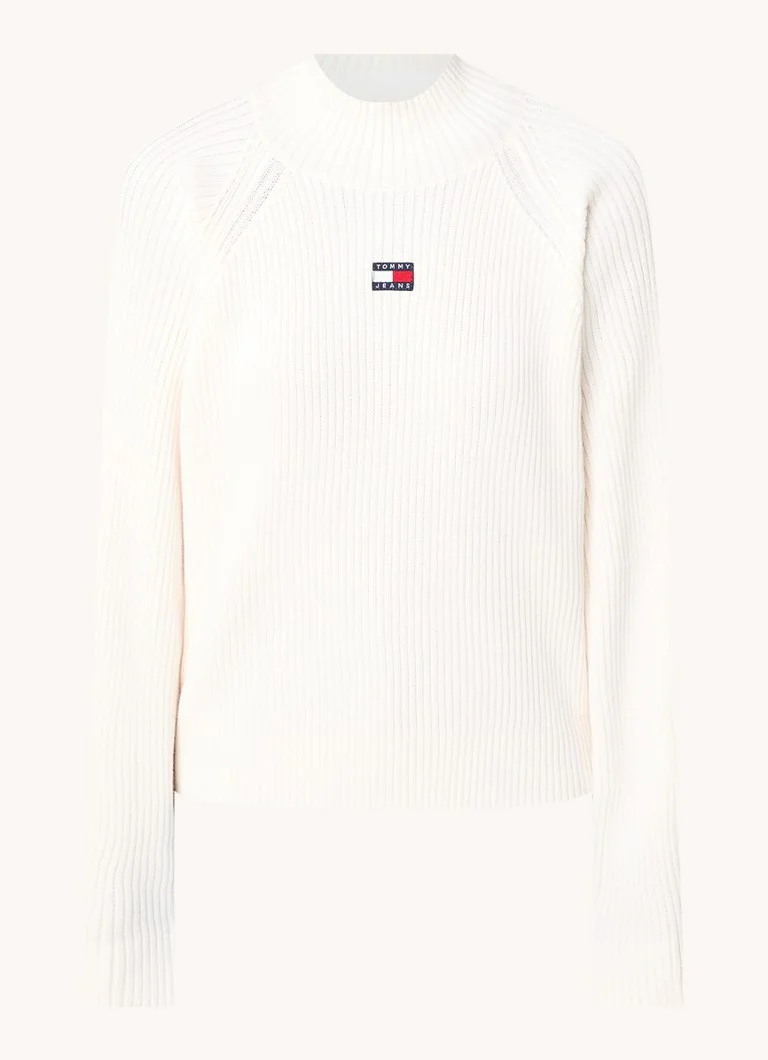 Pulover tricotat cu nervuri și logo Tommy Hilfiger