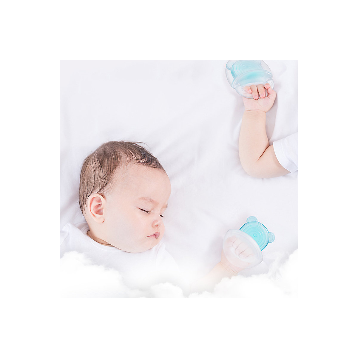 2PCS Baby-Silikon-Beißring Bären-Komfortspielzeug