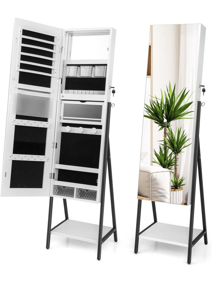 COSTWAY Schmuckschrank mit Spiegel in Weiß günstig kaufen 37 cm