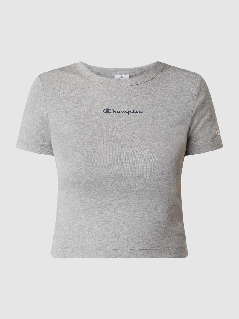 Regular Fit T-Shirt aus Baumwolle in hellgrau meliert