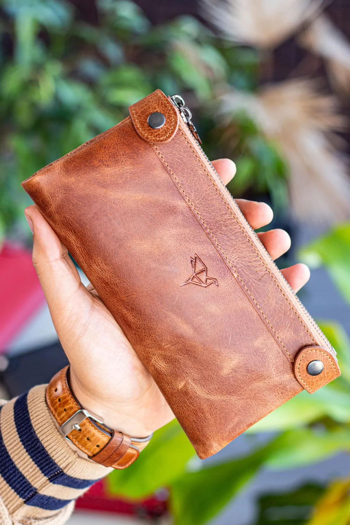 Garbalia  Unisex Tan Portfolio-Geldbörse