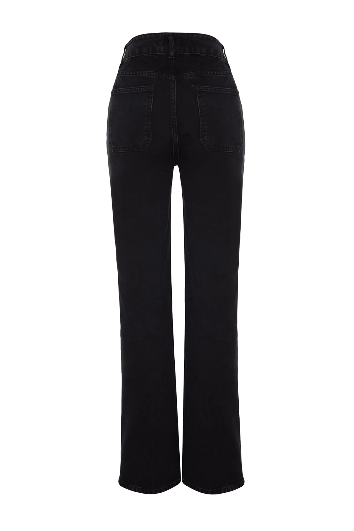 Trendyol Collection  Schwarze Jeans mit hoher Taille und weitem Bein und Taschendetail TWOAW24JE00006