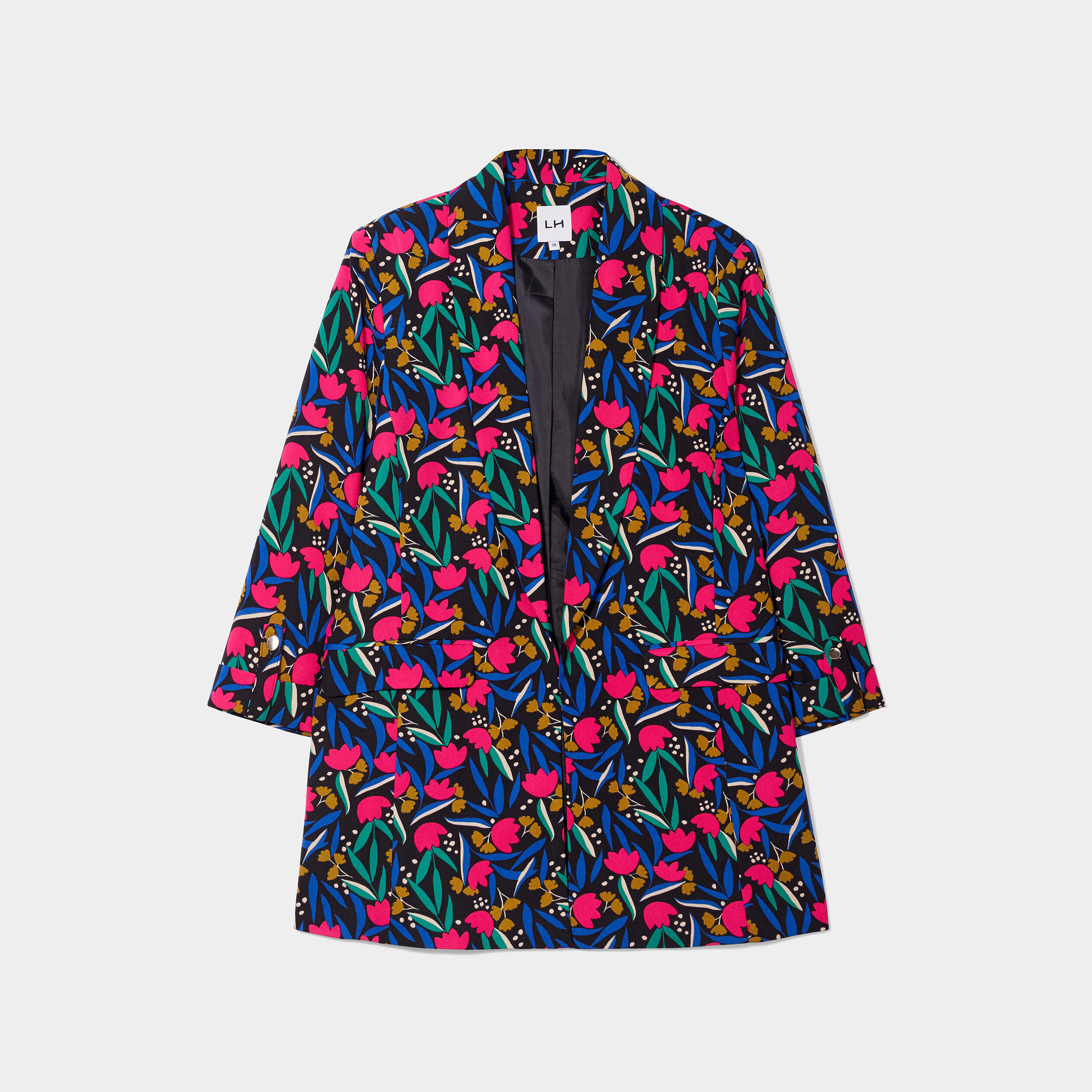 Veste blazer droite manches 3 4 noir femme | La Halle