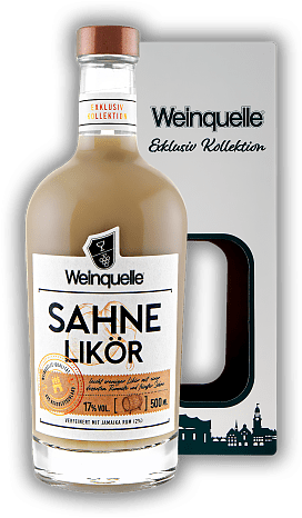 Weinquelle Sahne Likör mit Rum 0,5 Liter Weinquelle Sahne Likör mit Rum 0,5 Liter Sahnige Cremigkeit gepaart mit der Aromatik eines feinen Jamaika-Rums, abgerundet durch feine Kräuterwürze. 0,5	 Liter - Vol 17%