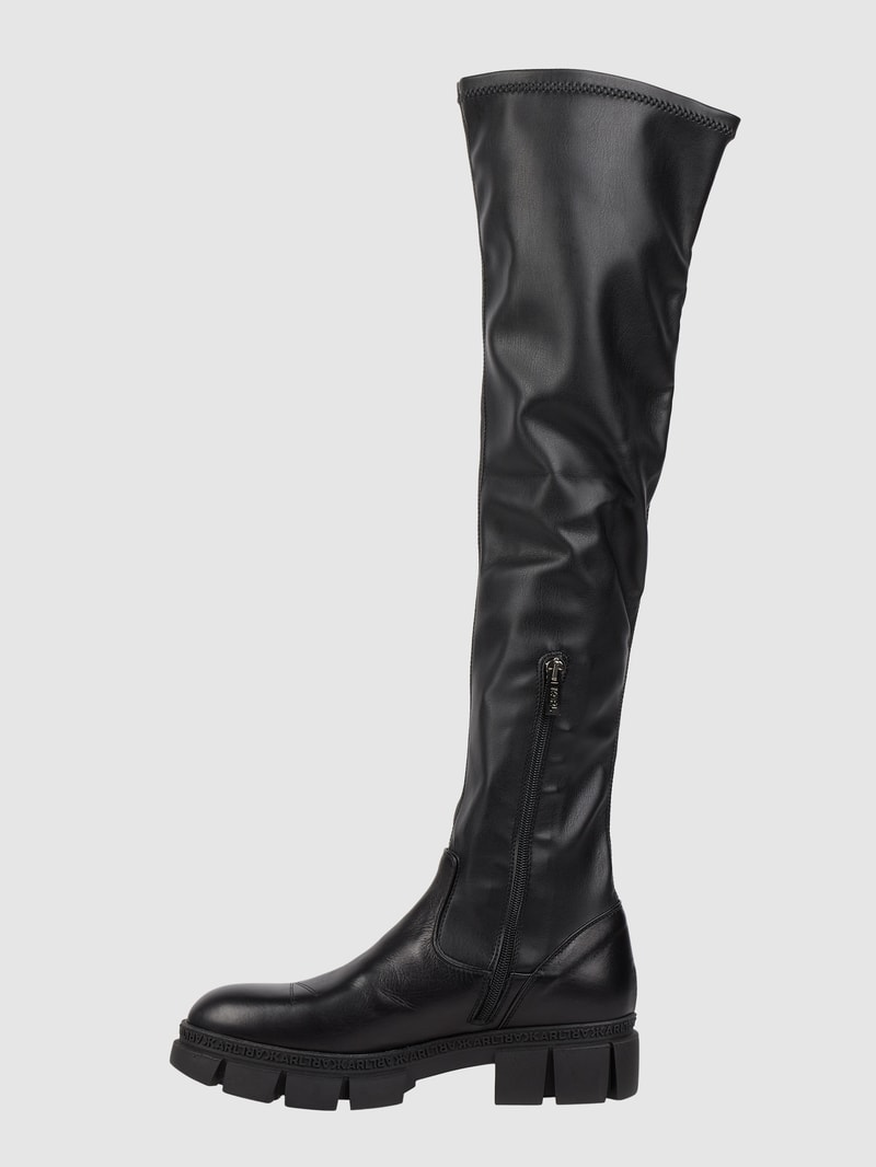 Overknees in Leder-Optik in schwarz