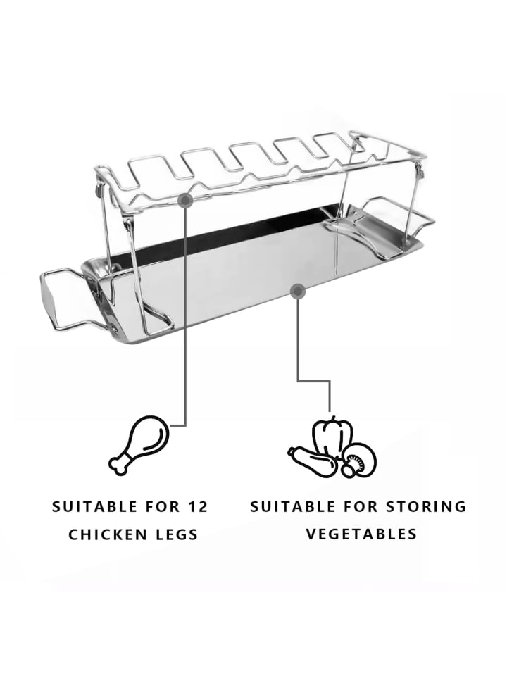 Intirilife Hähnchenbeingestell mit Abtropfschale in Silber günstig kaufen onesize