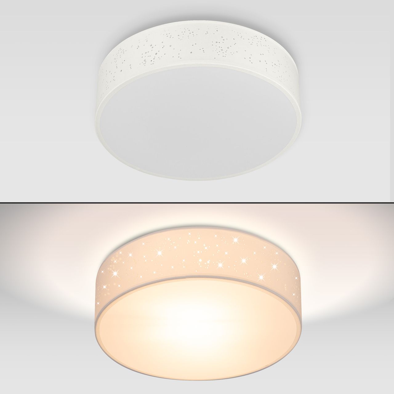 Casaria monzana® Deckenlampe Weiß Stoff Ø38cm Sternenhimmel