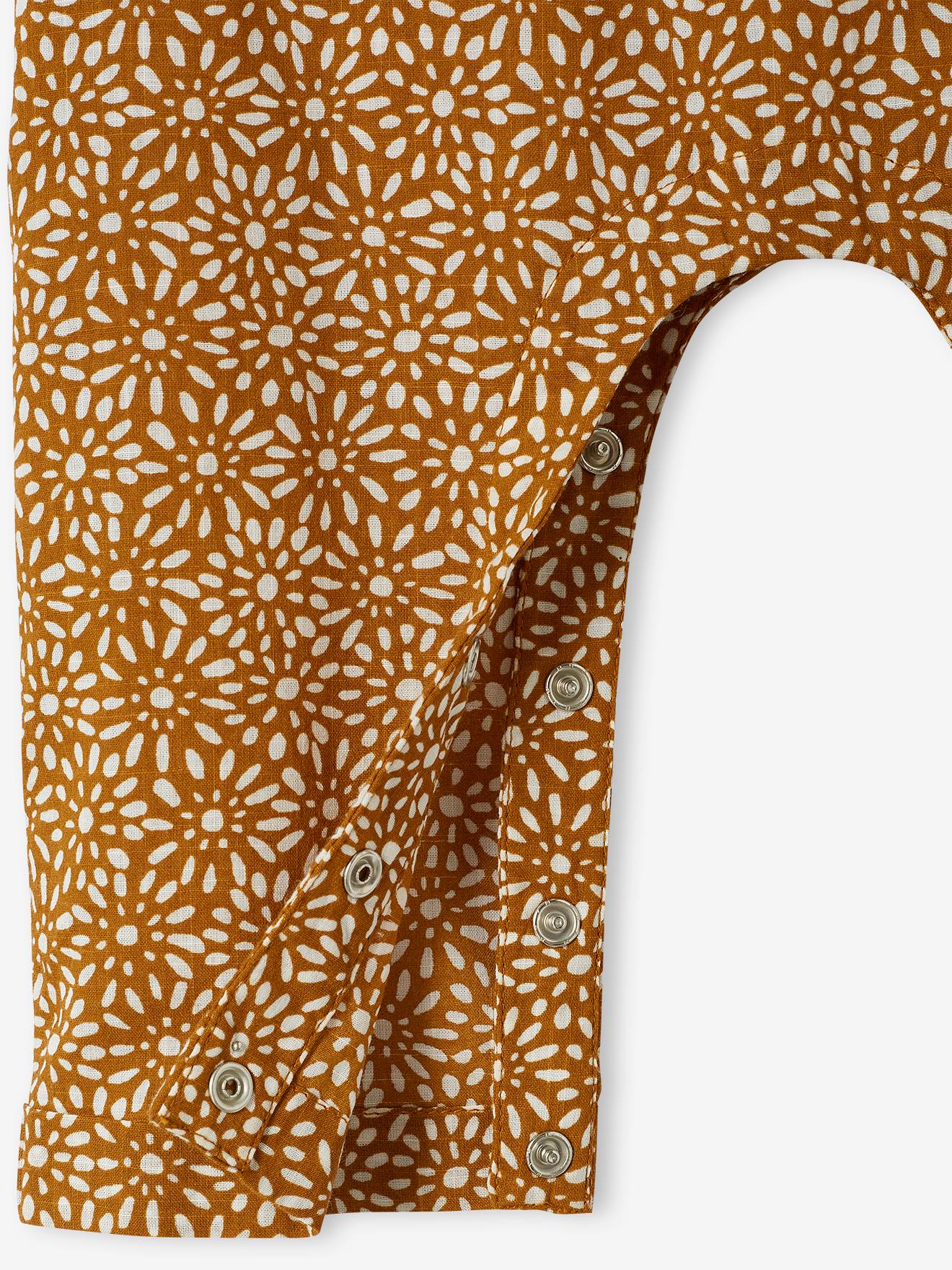 Ensemble combinaison + bandeau imprimés bébé fille caramel