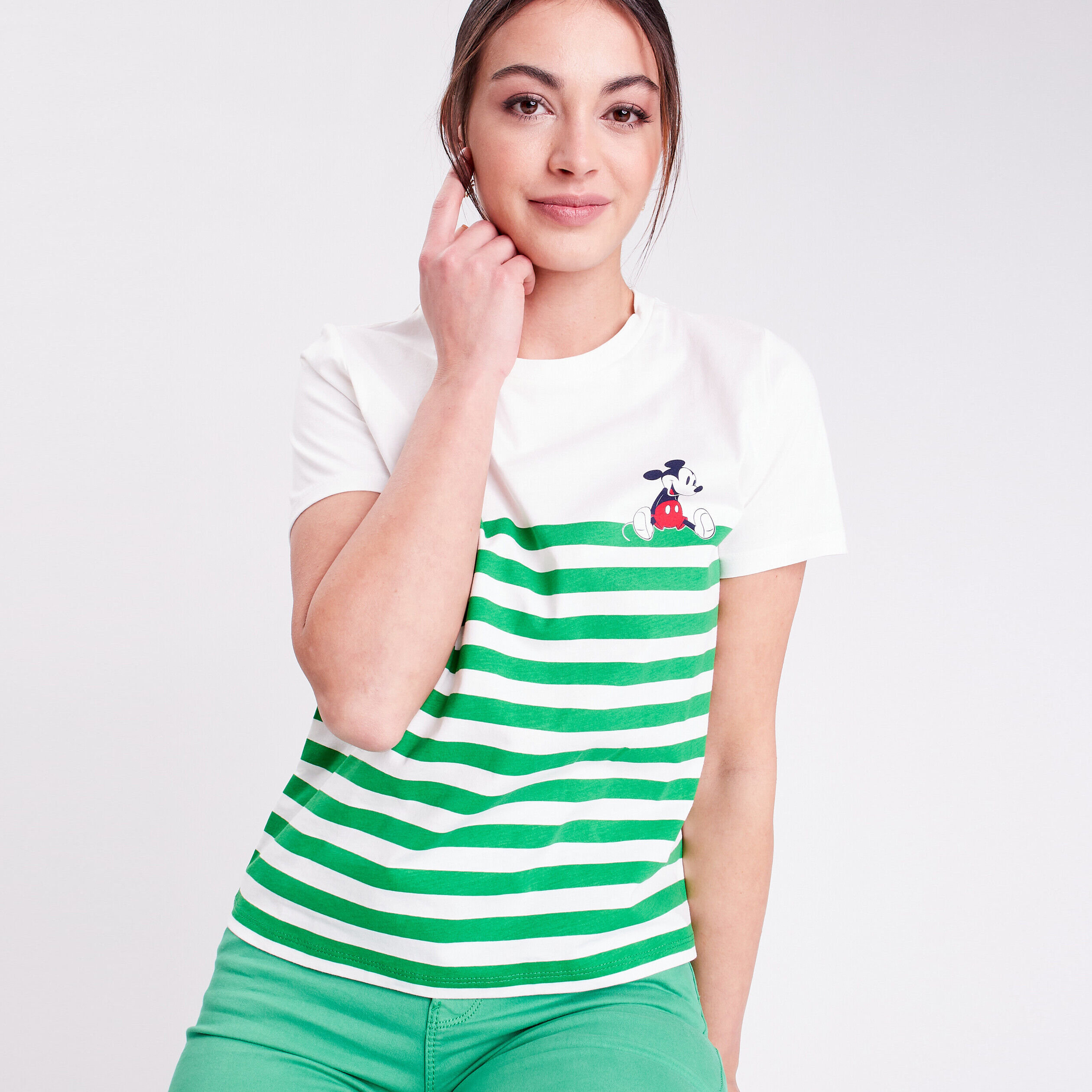 T-shirt manches courtes Mickey blanc femme | Cache Cache