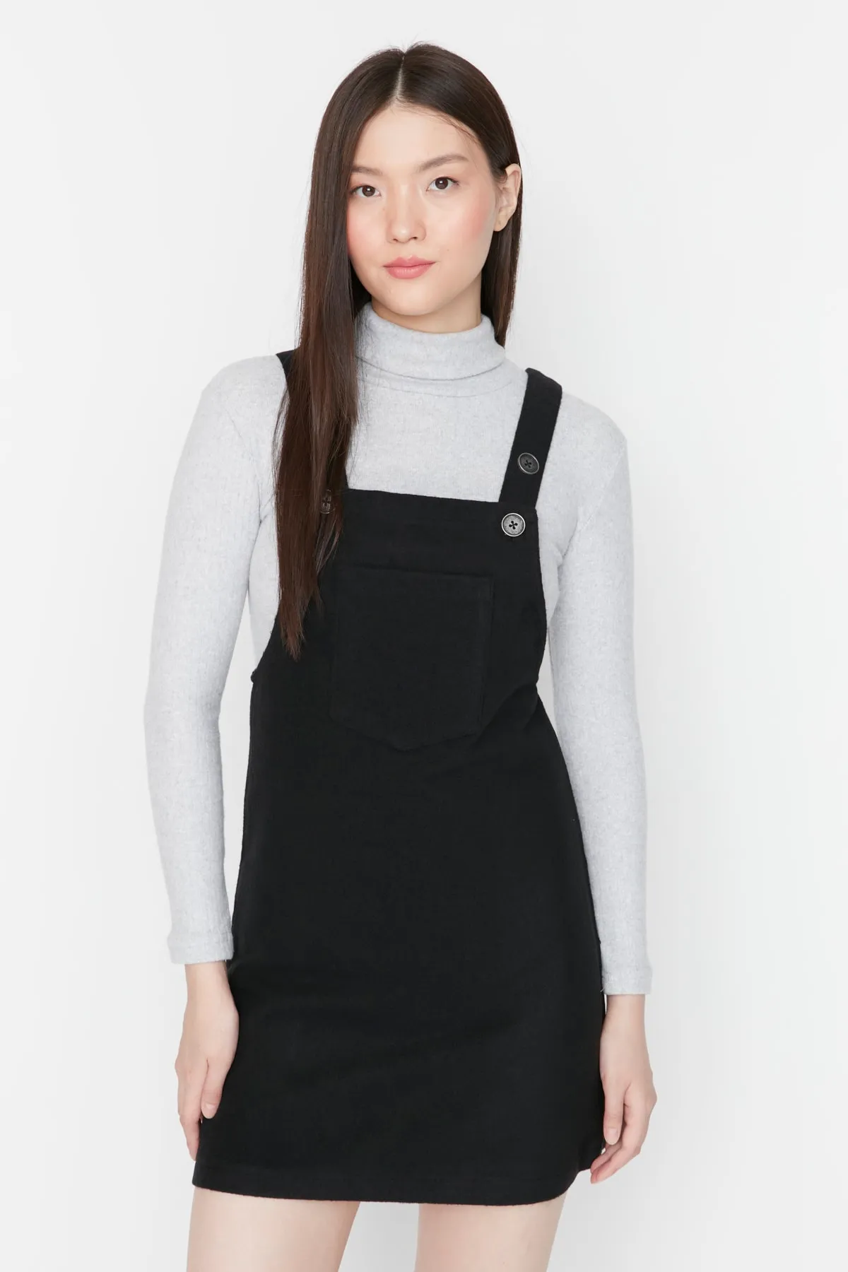 Trendyol Collection  Schwarzes Mini-Gilet-Webkleid TWOAW20EL2134