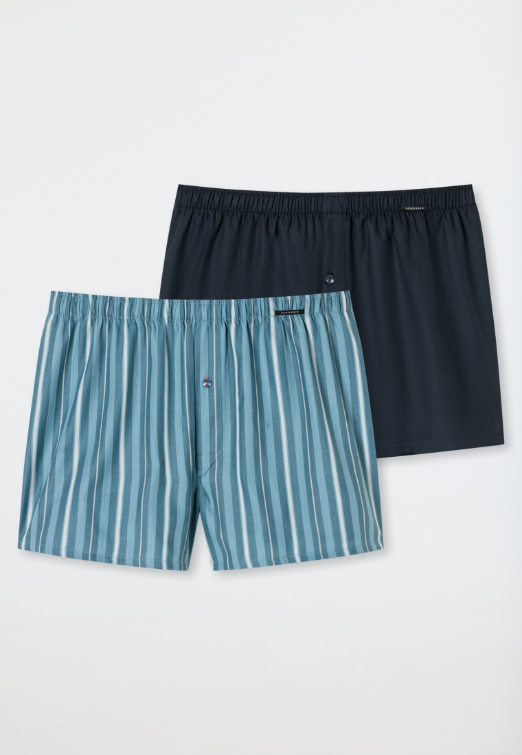Boxershorts 2er-Pack Webware uni & gestreift - Boxershorts Multipacks
