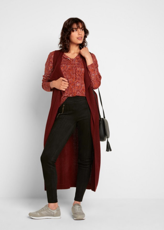 Velourslederimitat-Hose mit Biesen und Stretch-Anteil, Komfortbund