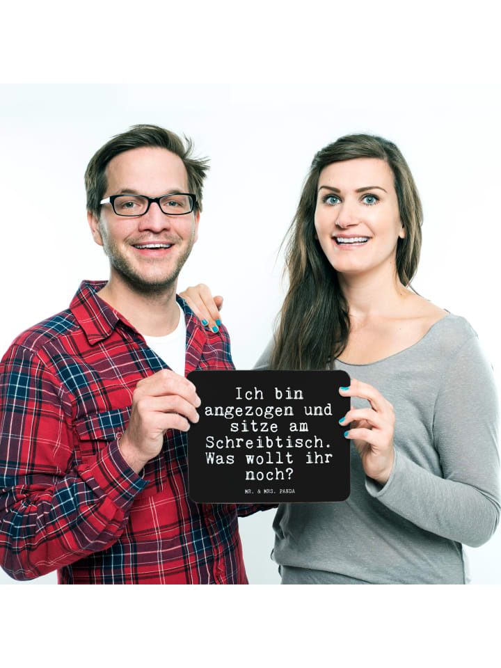 Mr. & Mrs. Panda Mauspad Ich bin angezogen und... mit Spruch in Schwarz günstig kaufen onesize