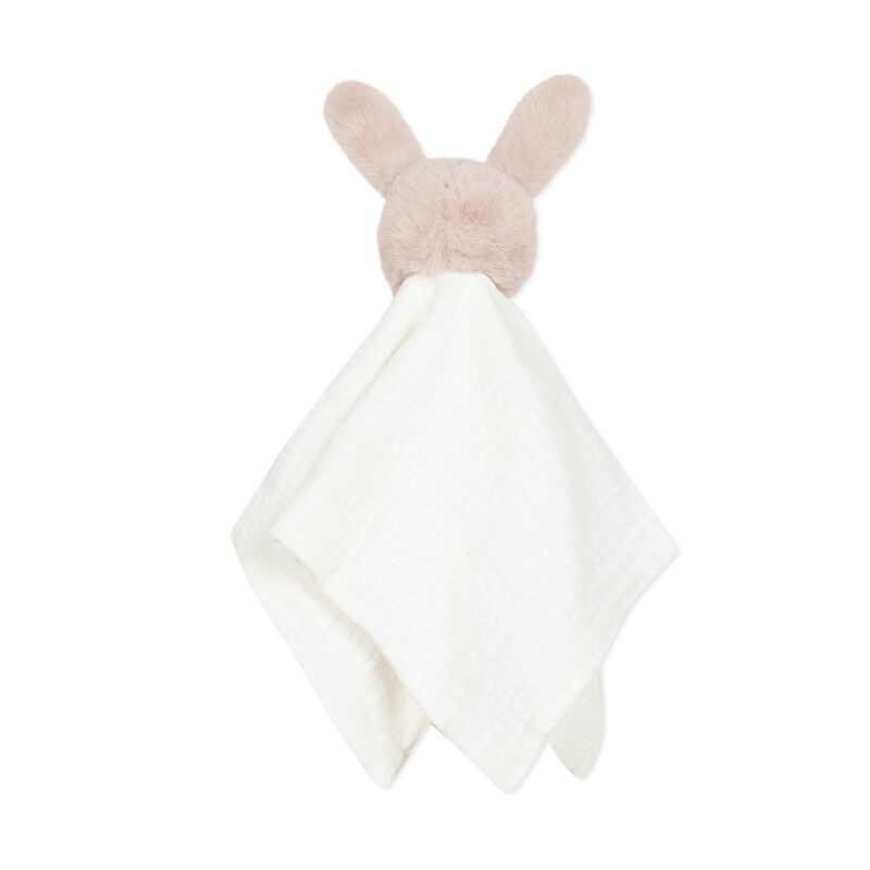Doudou lapin en fausse fourrure et matière lange mixte Absorba