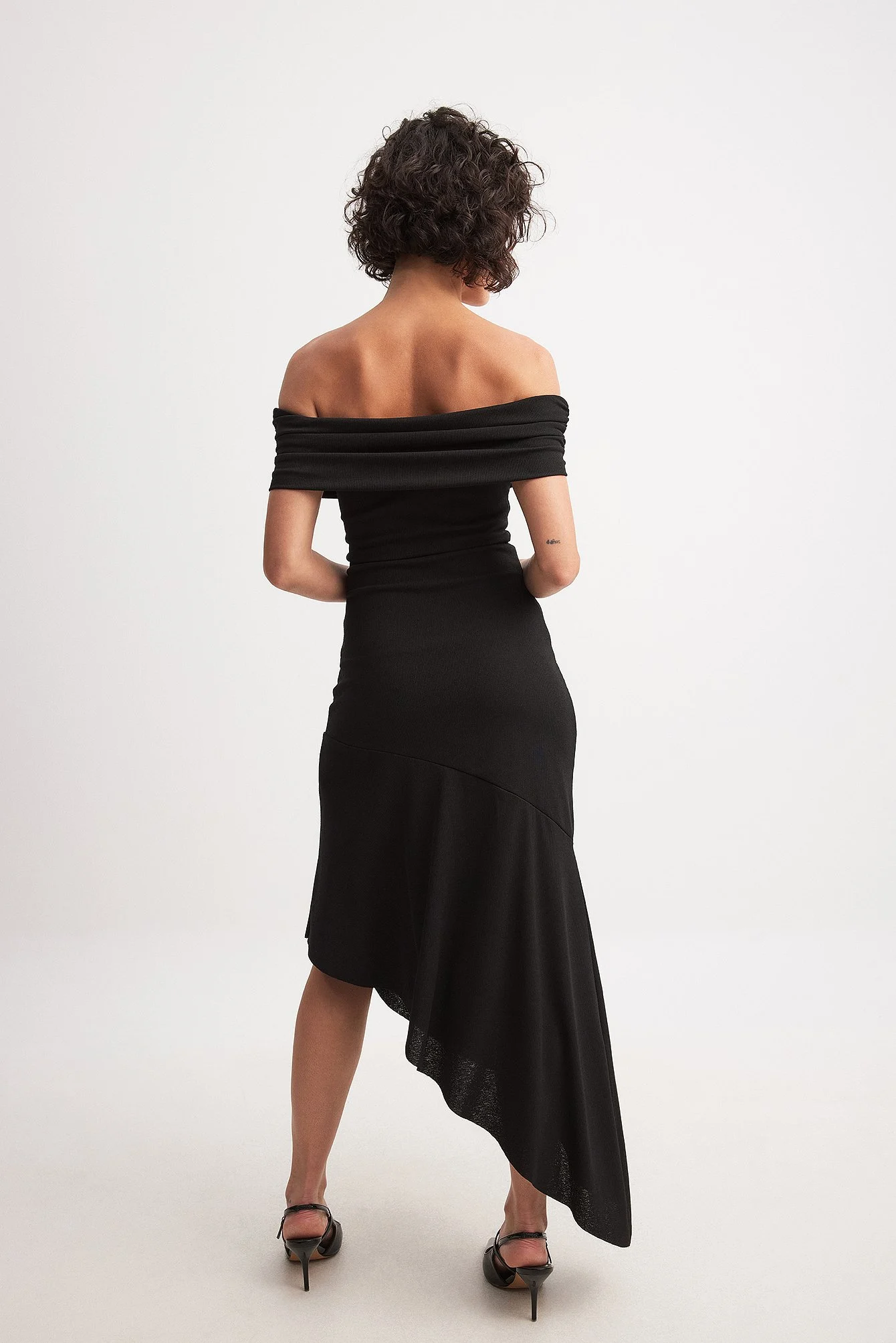 Off Shoulder Flounce Midi Dress