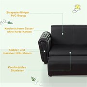 HOMCOM Kindersessel mit Fußhocker, Kindercouch mit Hocker, Kindersofa, Sofa Sessel, Schwarz 83 x 42 x 41 cm