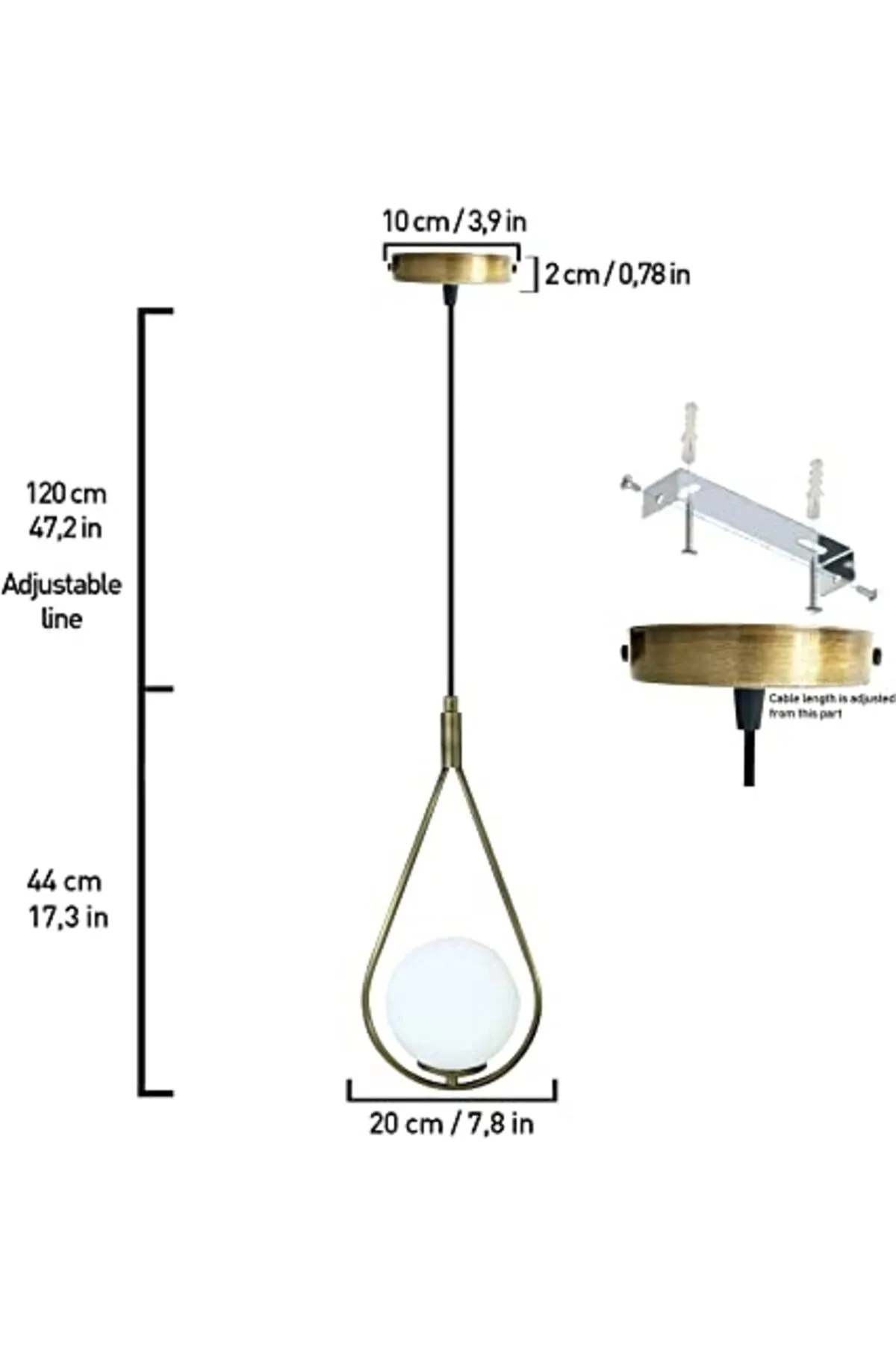 Bamyum  Hängelampe Vintage Glas Metall Hängelampe & Deckenlampe Hängependelleuchte