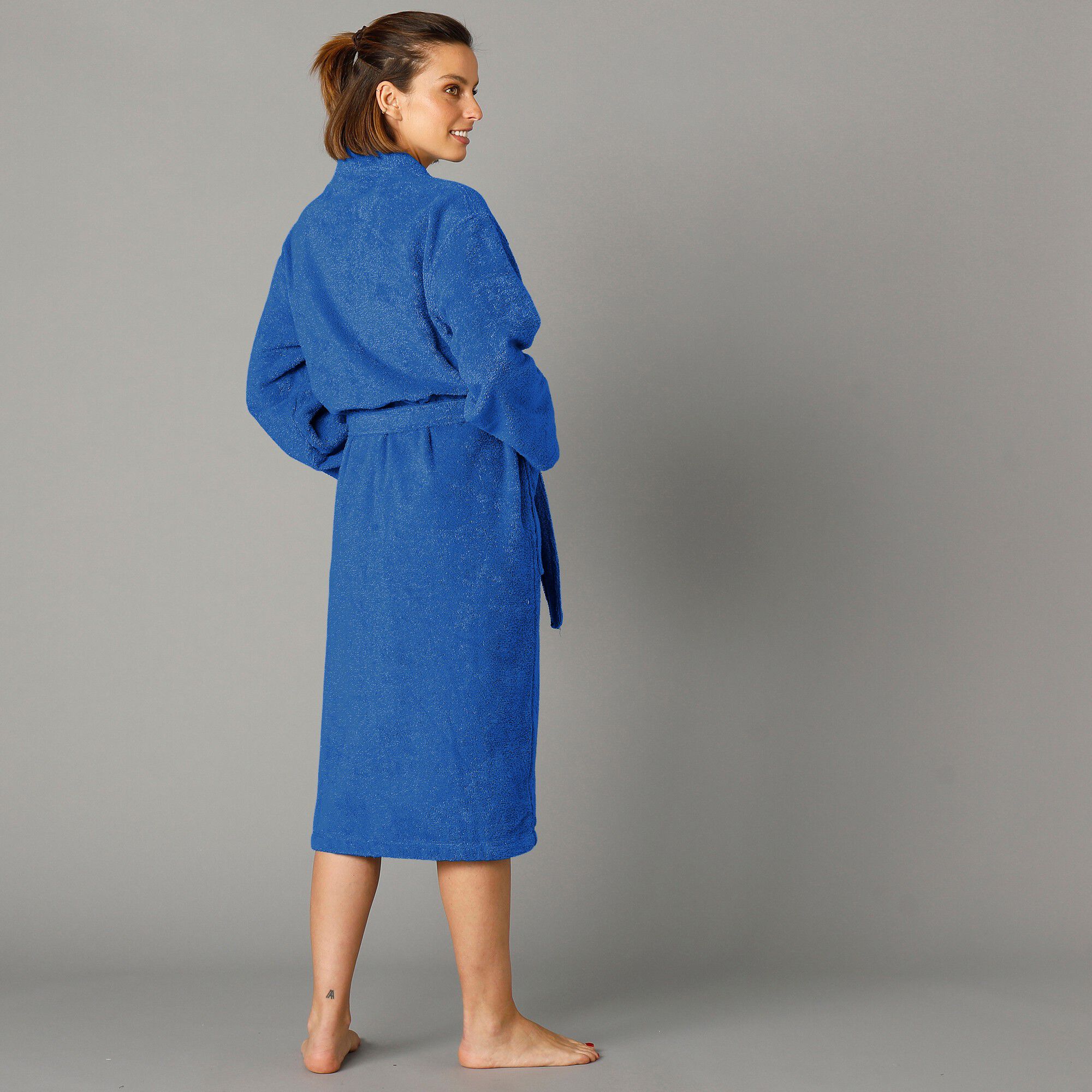 Peignoir mixte adulte col kimono éponge bouclette