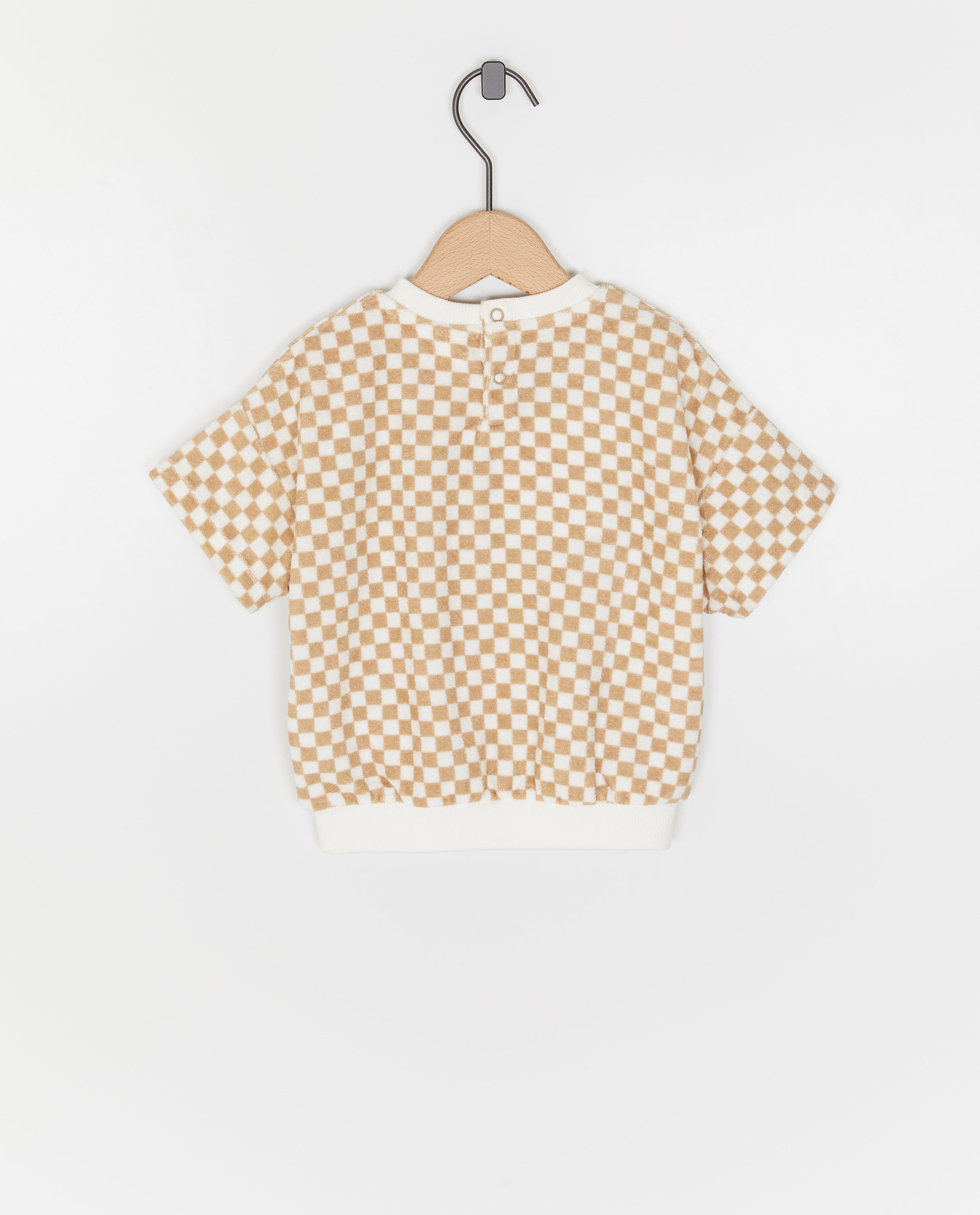 Tricou unisex Nanja Massy din material terry, alb pentru bebeluși