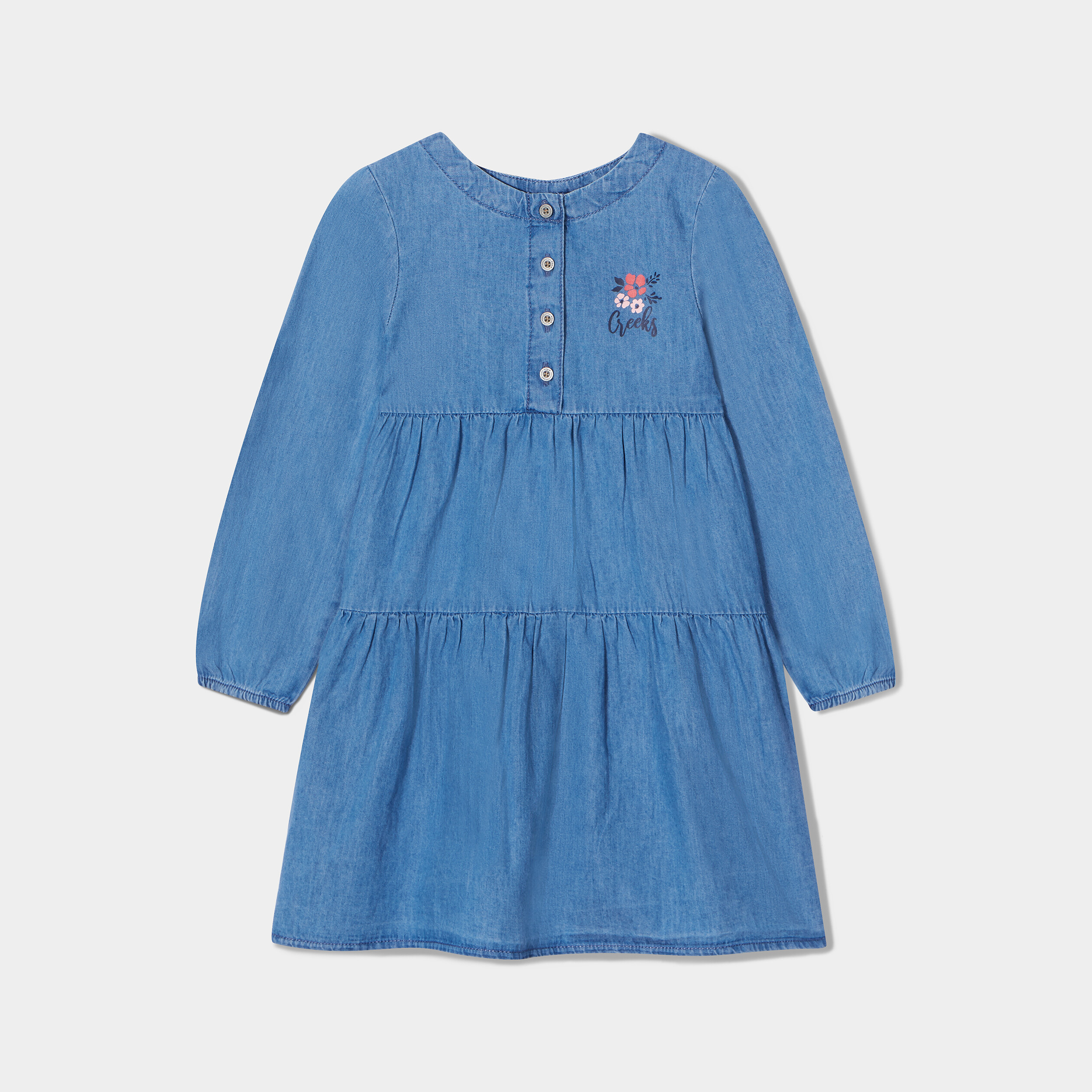 Robe trapèze en jean Creeks denim stone fille | La Halle