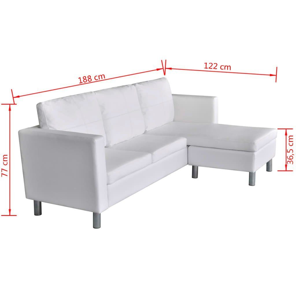 vidaXL Sofa Modulsofa 3-Sitzer Kunstleder Weiß