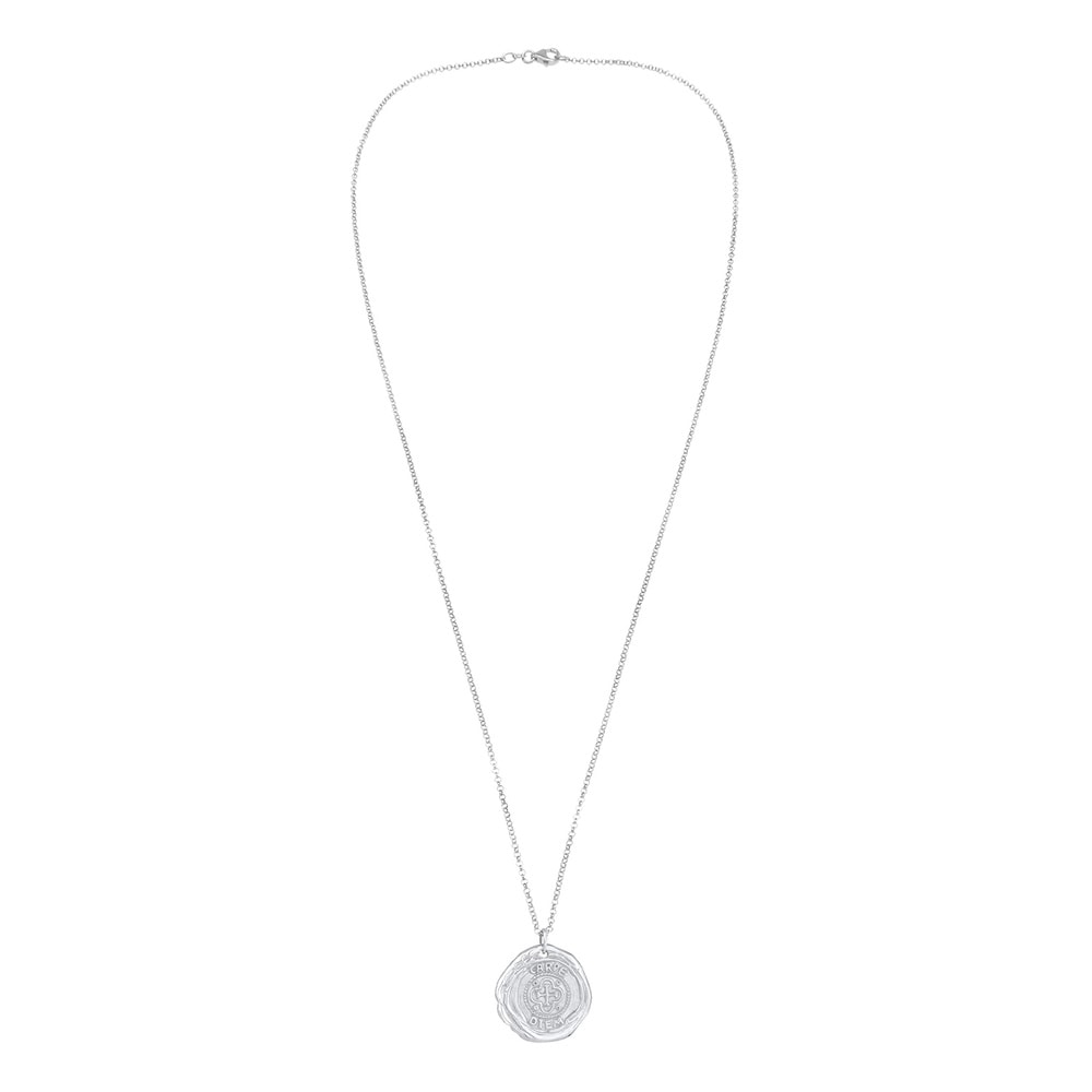 KUZZOI KUZZOI Collier Pendentif de pièce de monnaie pour homme avec lettrage de croix an Bijoux
