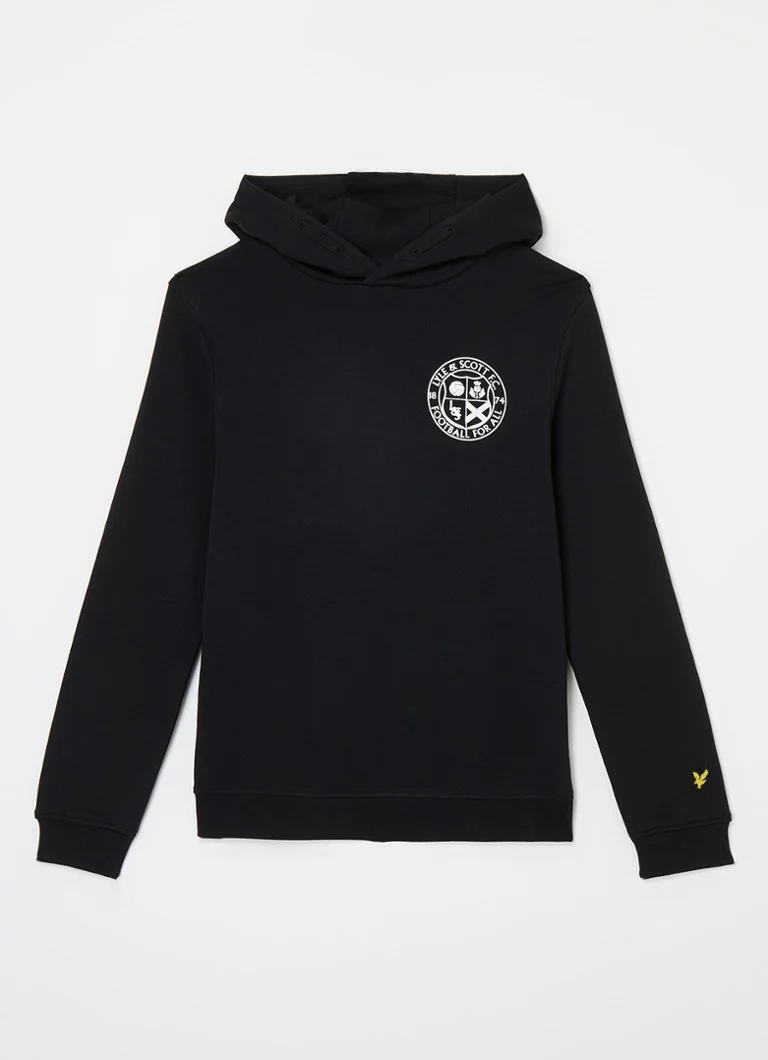 Mikina s kapucňou Lyle & Scott Futbal s logom a potlačou na chrbte