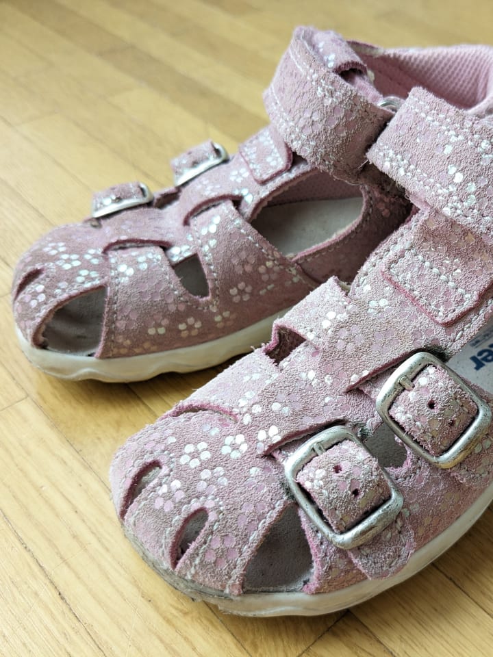 Richter Shoes Richter Leder Halbsandalen in Rosa mit Glitzer Blümchen günstig kaufen 24
