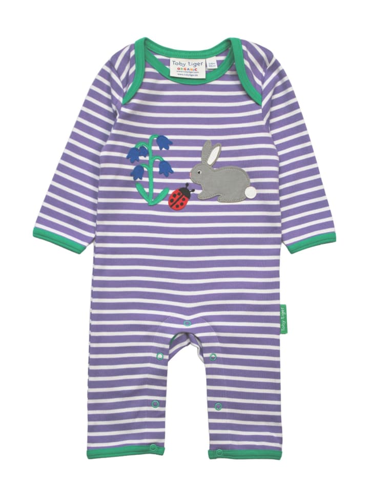 Toby Tiger Schlafanzug mit Frühlings Applikation in lila günstig kaufen
