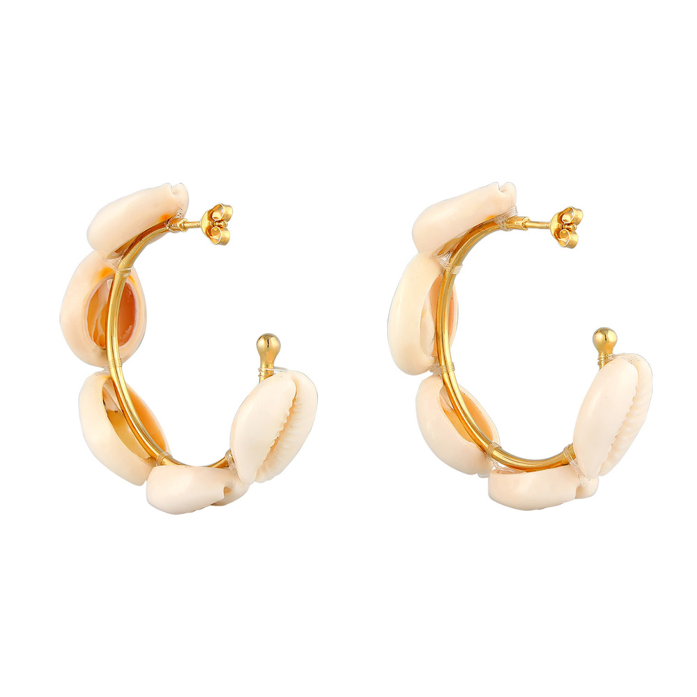 Elli Elli Boucles d'Oreilles Créoles Femmes Maritim avec coquillage cauri en argent st Boucles d'oreilles