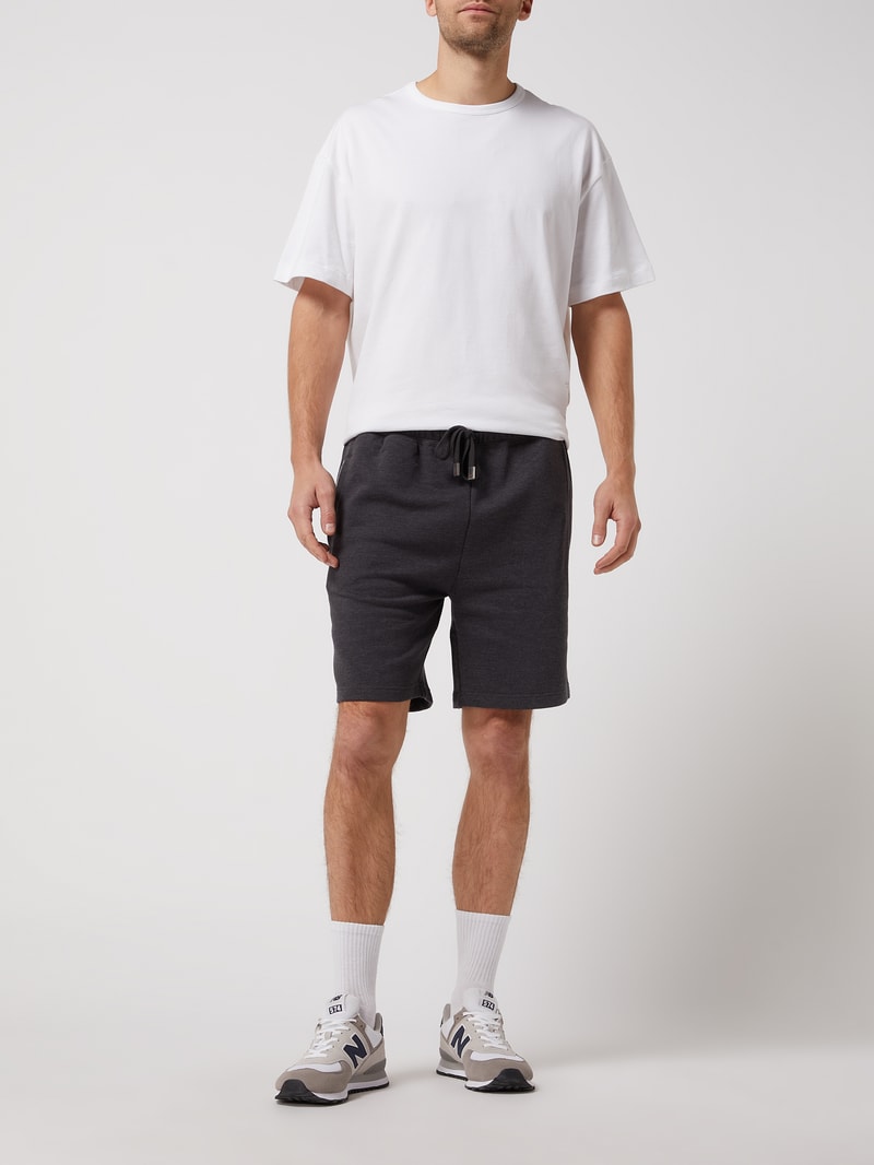 Sweatshorts mit elastischem Bund in dunkelgrau meliert