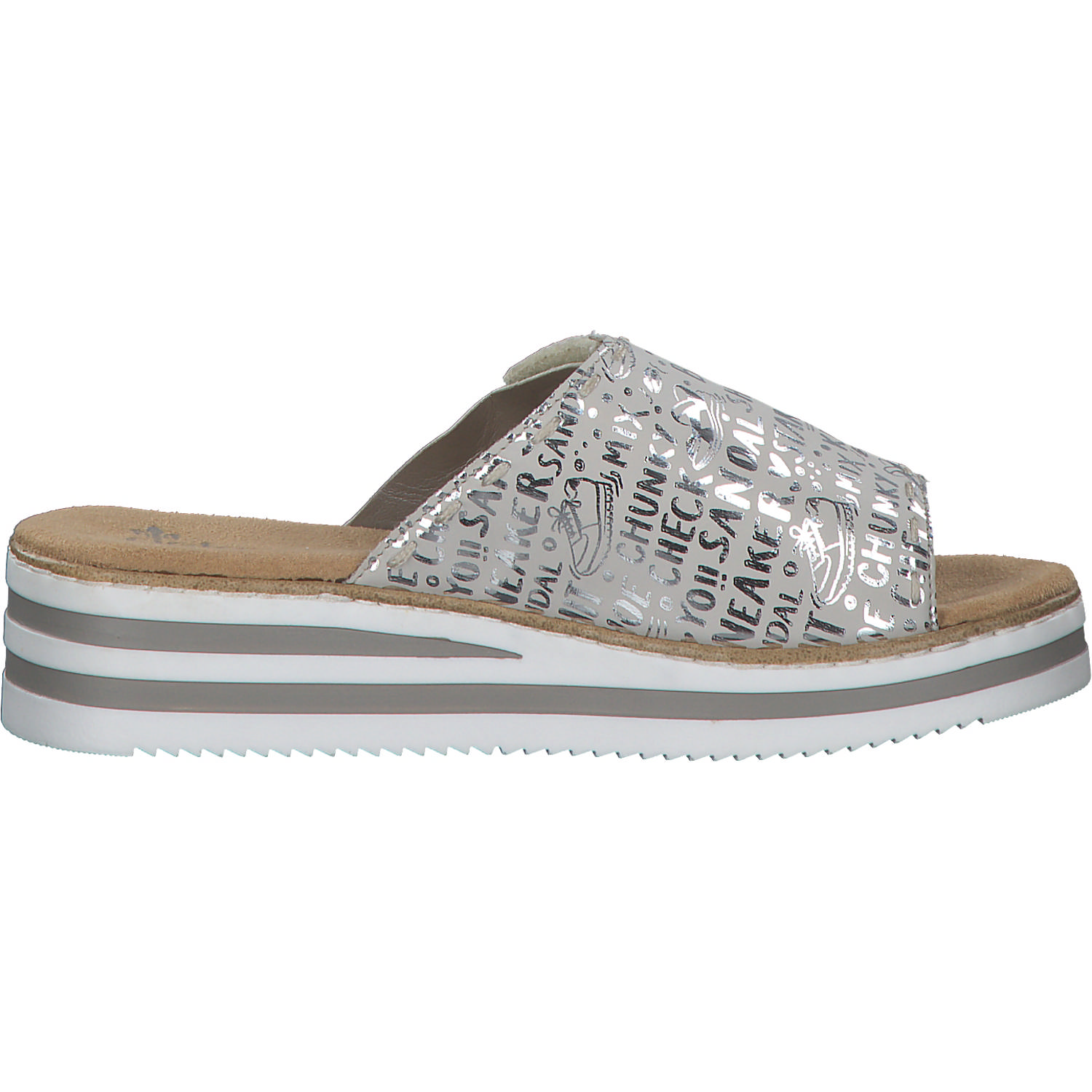 Rieker V0290, Plateau-Pantoletten, Damen, kreide-silver/fog-silver