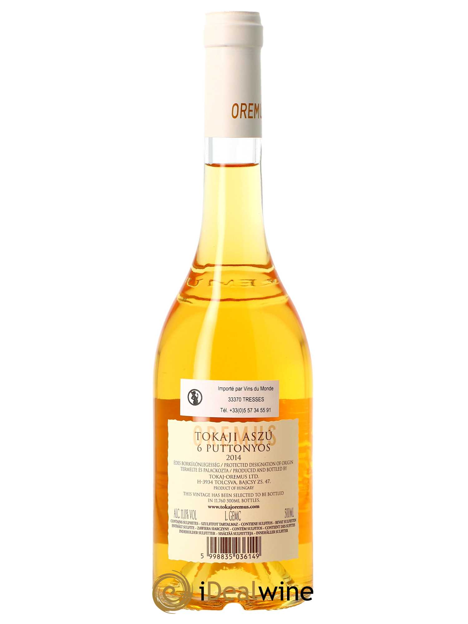 Tokaji Aszu 6 Puttonyos Oremus by Vega Sicilia (50cl) 2014 - Lot de 1 Bouteille