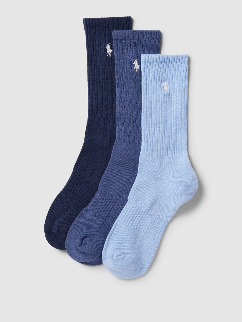 Socken mit Label-Stitching im 3er-Pack in blau