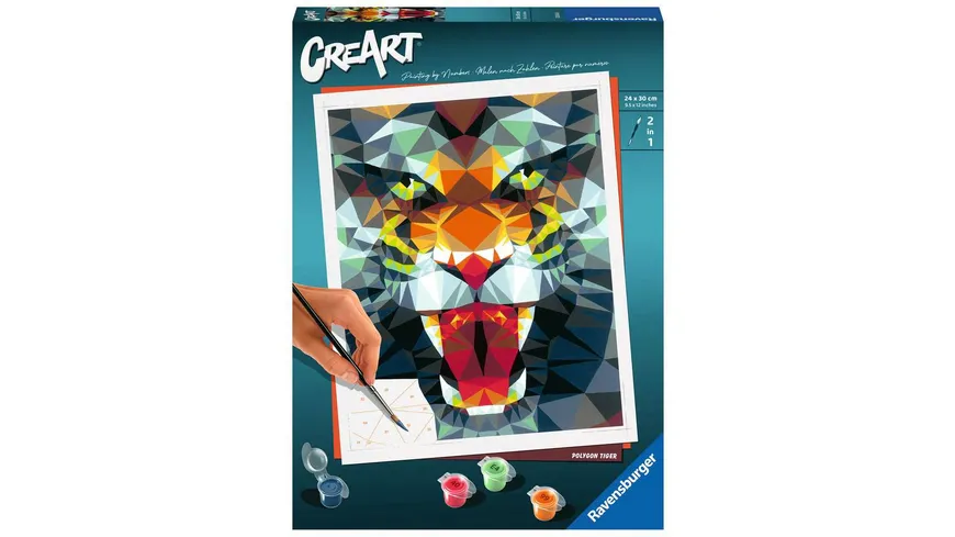Ravensburger Beschäftigung - CreArt - Malen nach Zahlen 23514 – Polygon Tiger