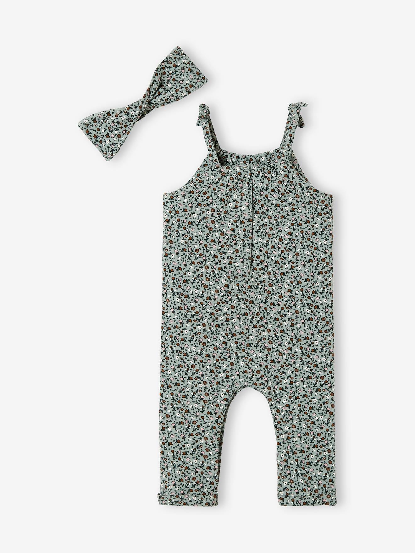 Vertbaudet Mädchen Baby-Set: Overall & Haarband Oeko-Tex - hellrosa