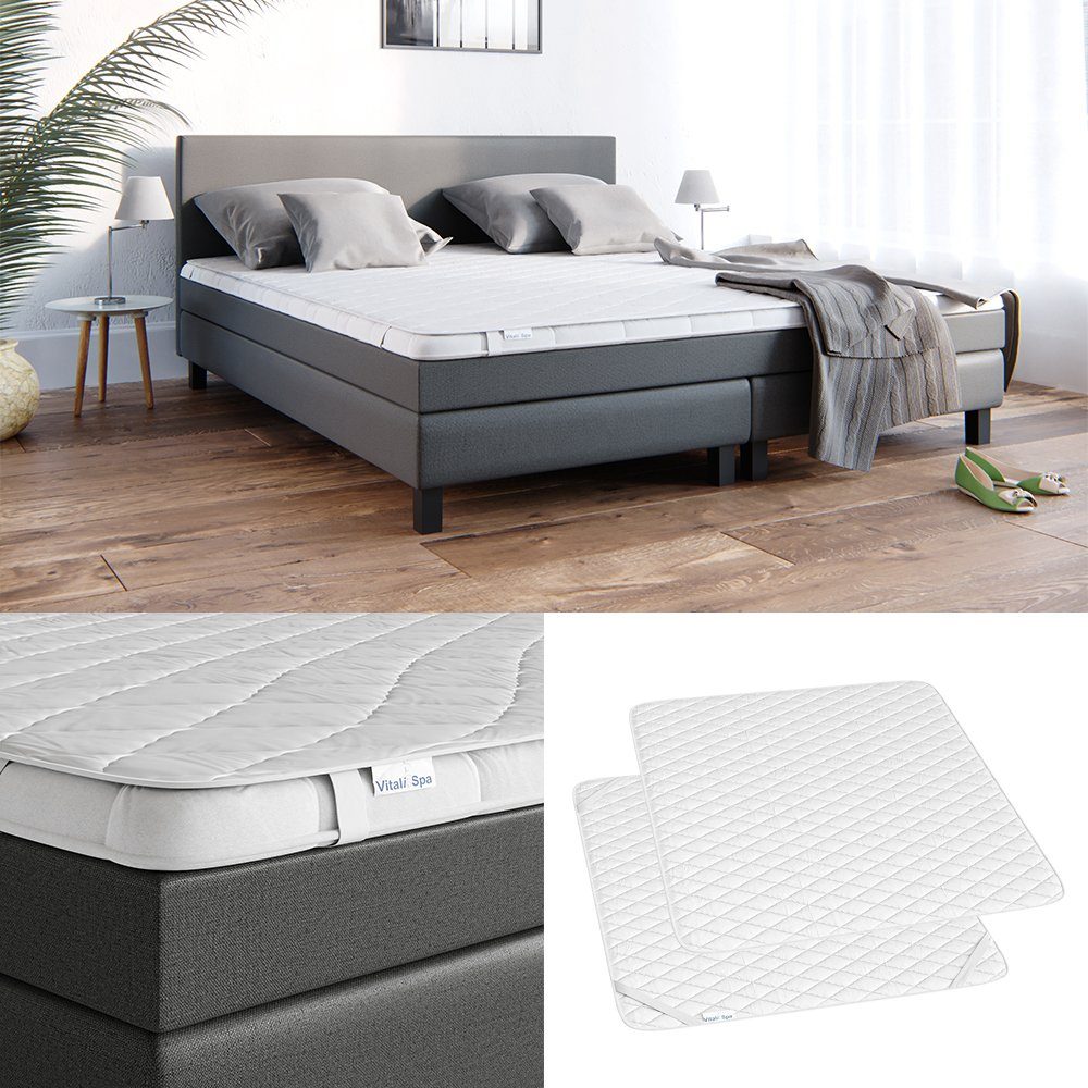 Matratzenschutzbezug Topper Matratzenschoner Auflage 180x200 weiß Mikrofaser VitaliSpa®
